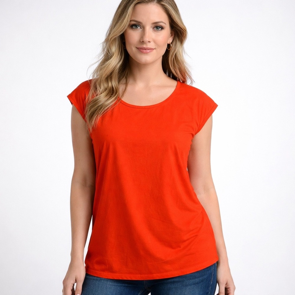 Merona Orange Cap Sleeve Crew Neck Tunic Top XL Women